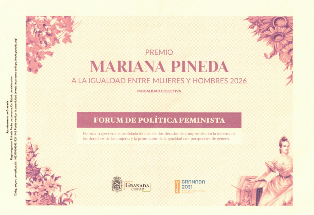 Premio Mariana Pineda al Fórum de Política Feminista de Granada